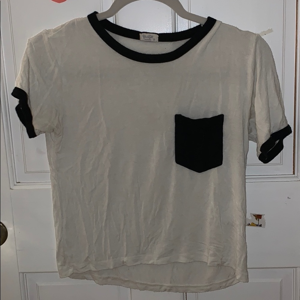 white and black ringer tee